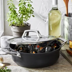 4 qt, Aluminum, Non-stick, Hard Anodized Chef's Pan