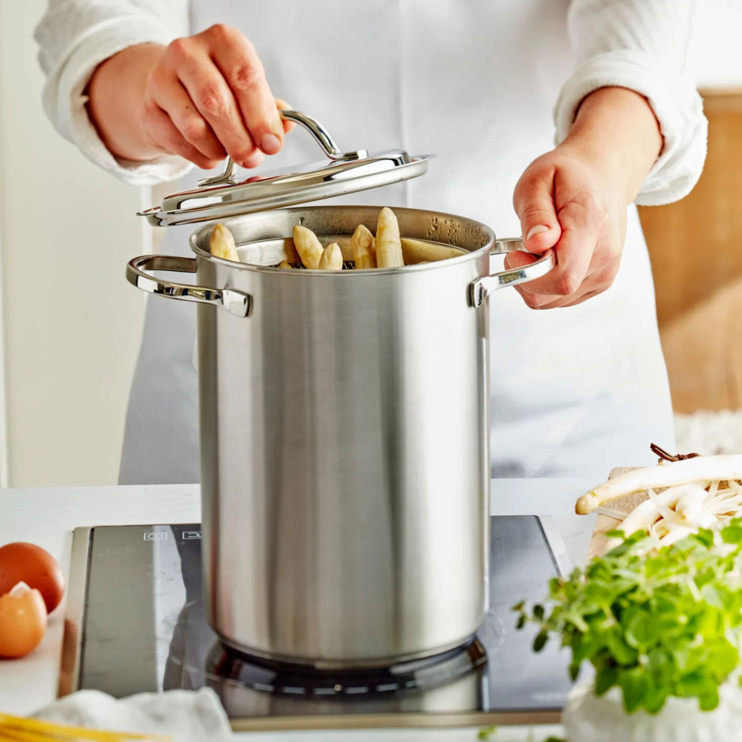4.8 qt Asparagus/Pasta Cooker Set, 18/10 Stainless Steel
