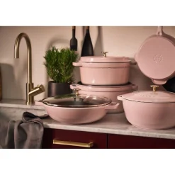 3.5 qt, Braiser With Glass Lid, Pink Peony