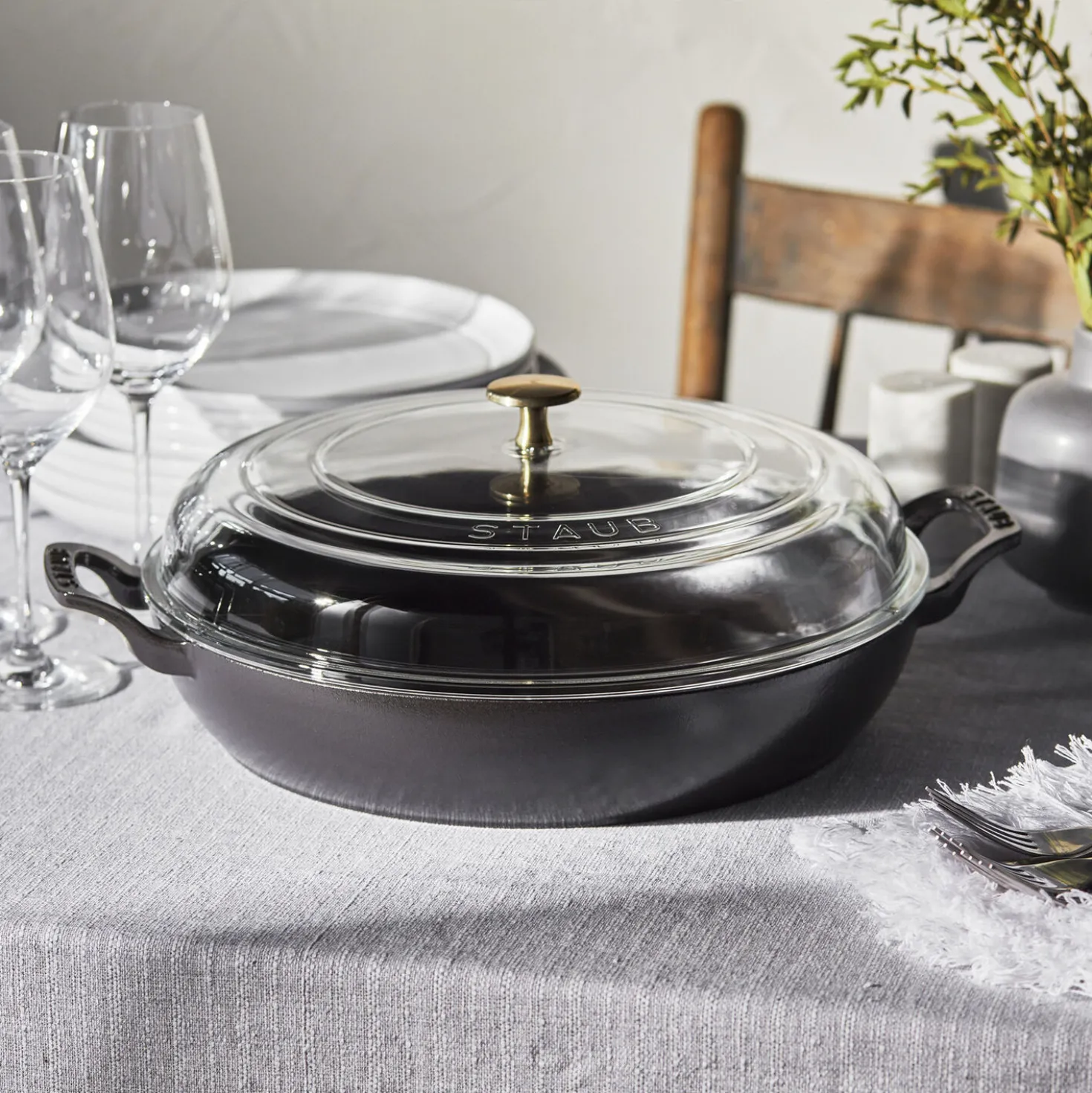 3.5 qt, Braiser With Glass Lid, Black Matte