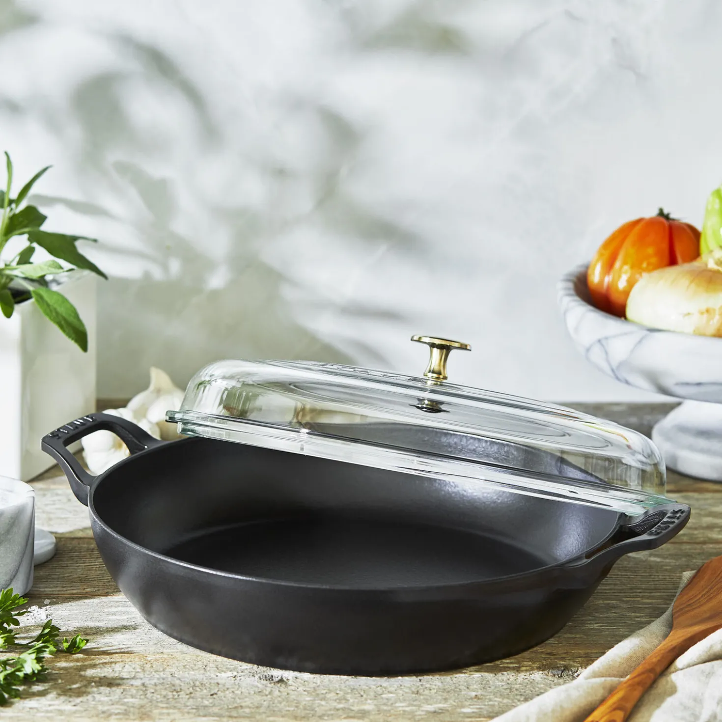 3.5 qt, Braiser With Glass Lid, Black Matte
