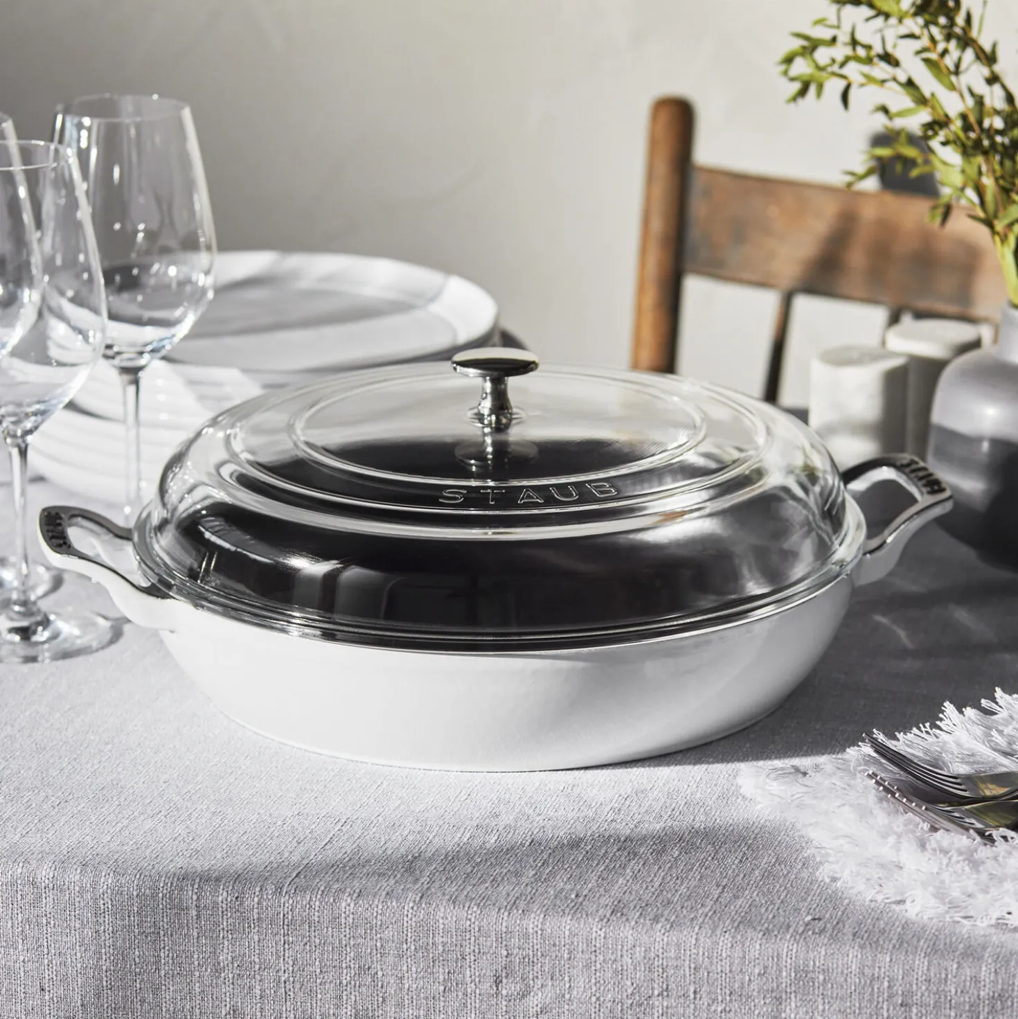 3.5 qt, Braiser With Glass Lid, Pure-white