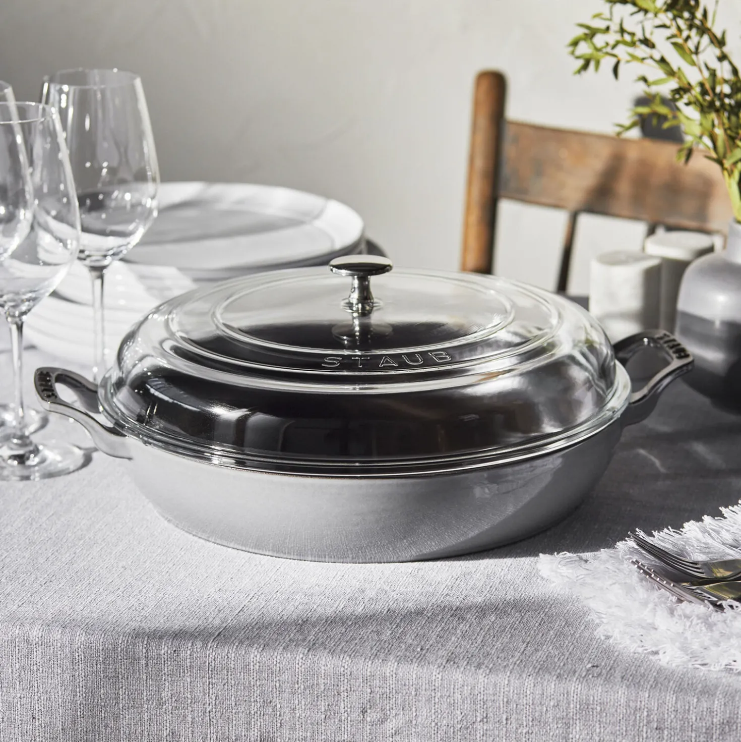 3.5 qt, Braiser With Glass Lid, Graphite Grey