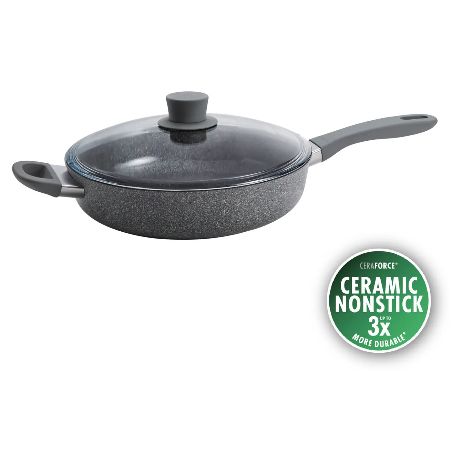 3.9 qt Ceramic Nonstick Sauté Pan With Lid And Helper Handle, Aluminum