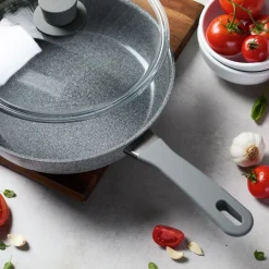 3.9 qt Ceramic Nonstick Sauté Pan With Lid And Helper Handle, Aluminum