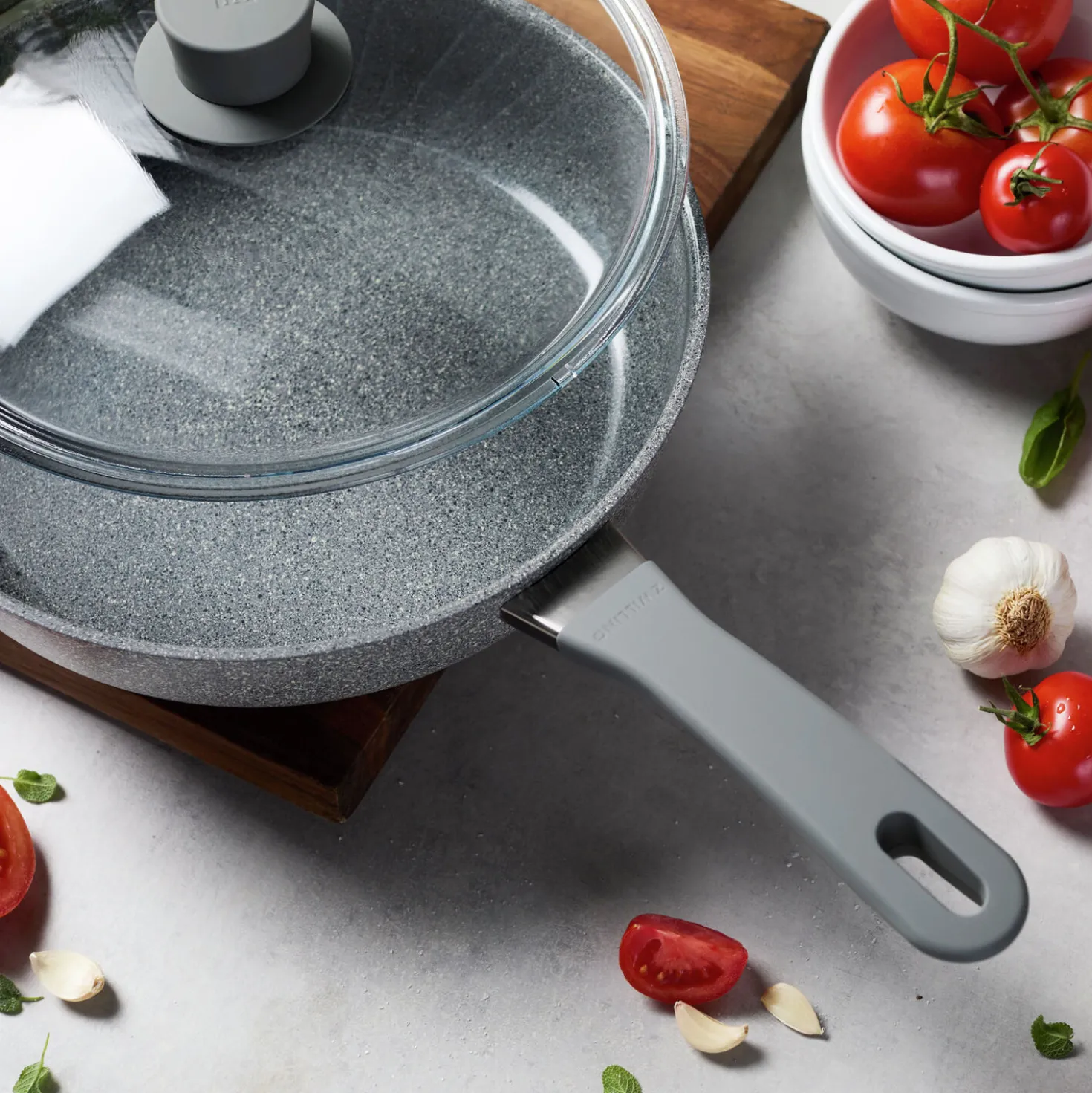 3.9 qt Ceramic Nonstick Sauté Pan With Lid And Helper Handle, Aluminum