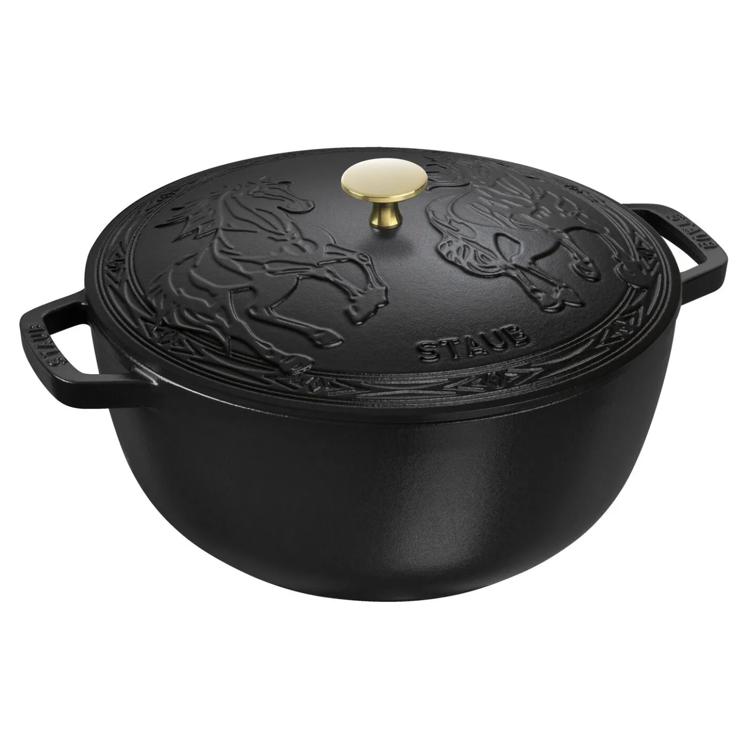 5.25 qt, Essential French Oven with Horse Lid, black matte