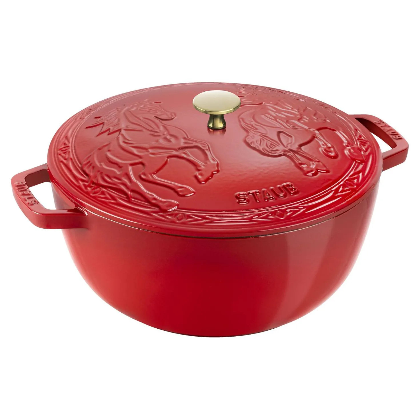 5.25 qt, Essential French Oven with Horse Lid, cherry
