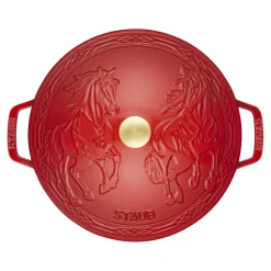 5.25 qt, Essential French Oven with Horse Lid, cherry