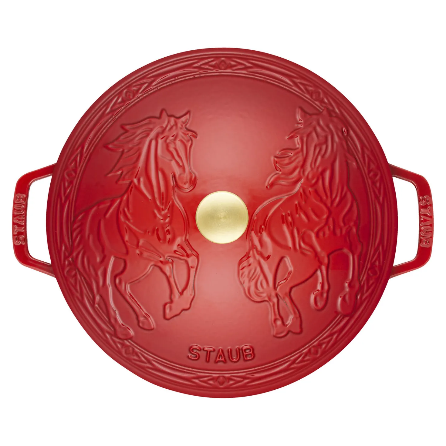 5.25 qt, Essential French Oven with Horse Lid, cherry