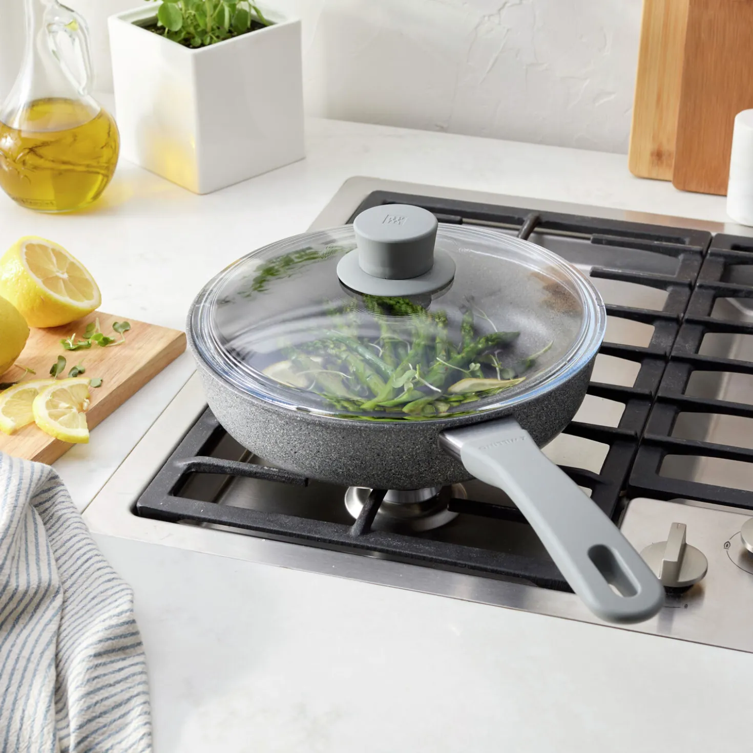 2.6 qt Nonstick Sauté Pan With Lid, Aluminum