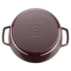 6 qt, Pig, Cochon Shallow Wide Round Dutch Oven, Grenadine
