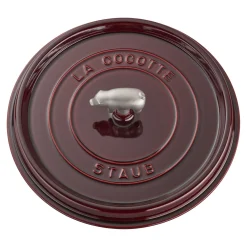 6 qt, Pig, Cochon Shallow Wide Round Dutch Oven, Grenadine