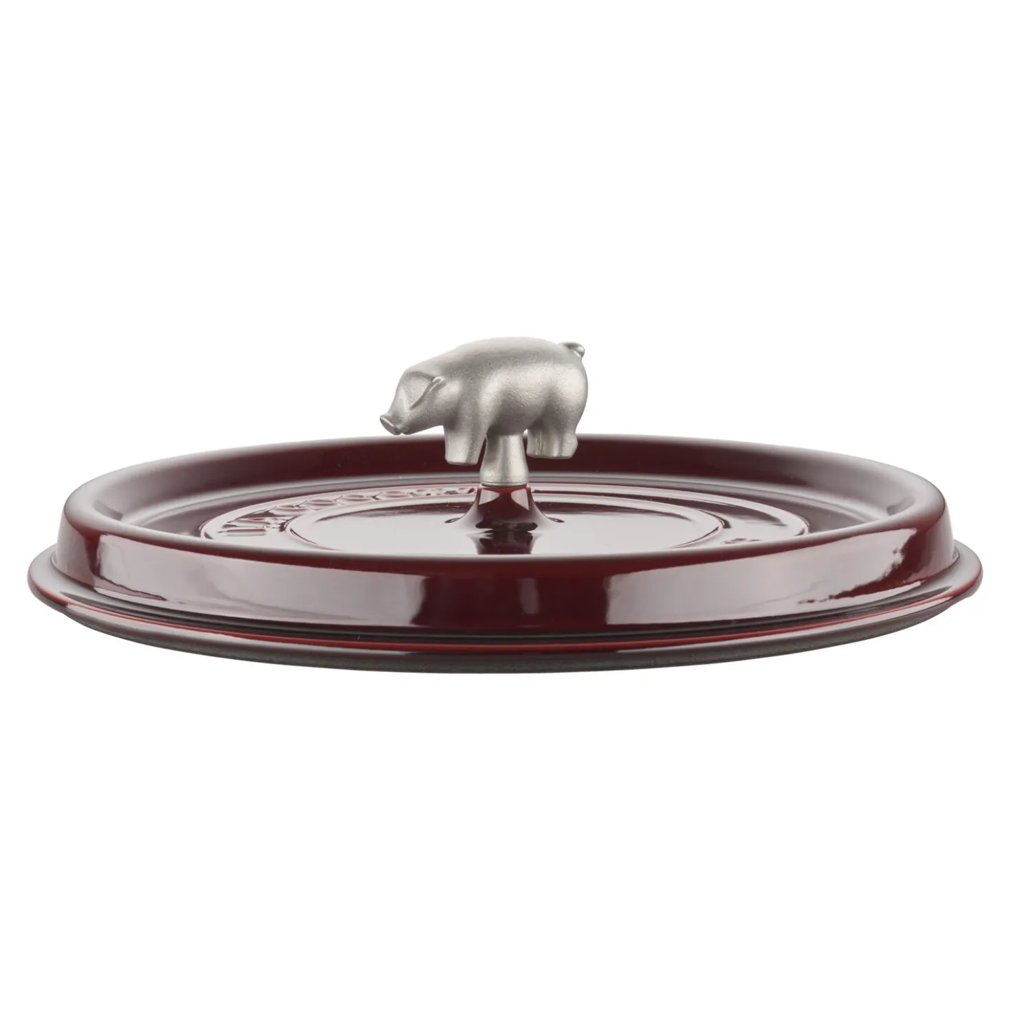 6 qt, Pig, Cochon Shallow Wide Round Dutch Oven, Grenadine