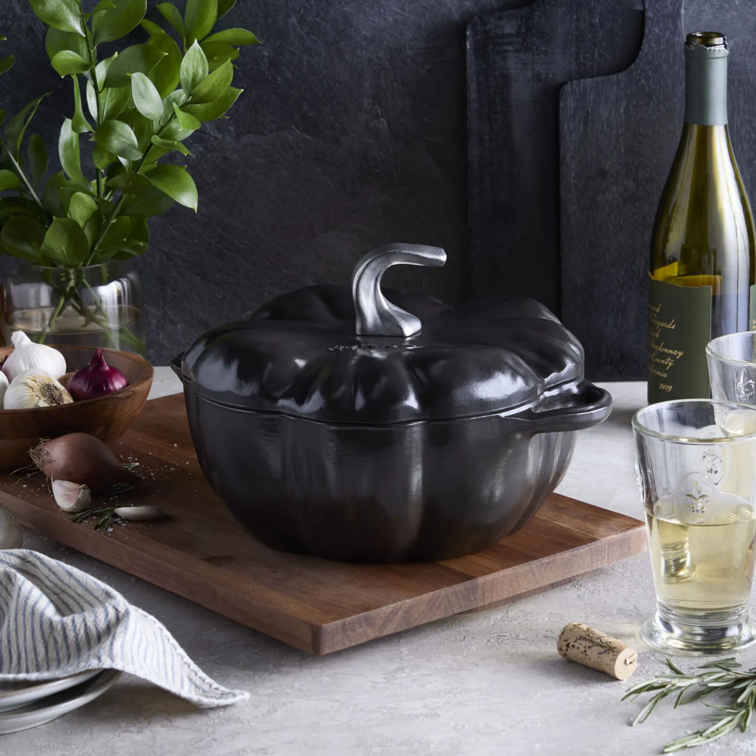 3.5 qt, Pumpkin, Dutch Oven With Stainless Steel Knob, Black Matte