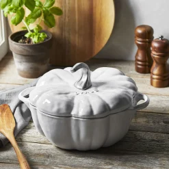 3.5 qt, Pumpkin, Dutch Oven With Stainless Steel Knob, Pure-white
