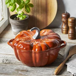3.5 qt, Pumpkin, Dutch Oven With Stainless Steel Knob, Burnt Orange