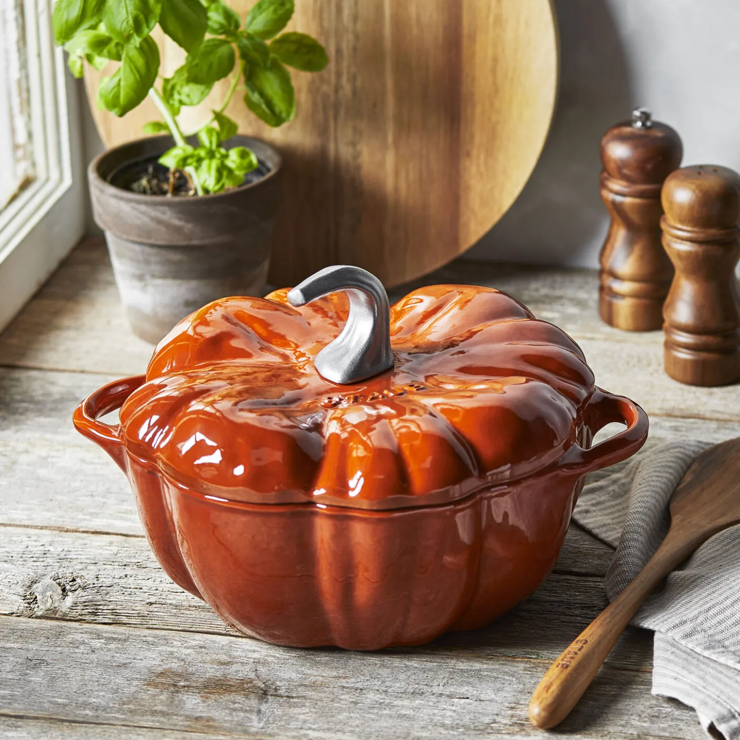 3.5 qt, Pumpkin, Dutch Oven With Stainless Steel Knob, Burnt Orange