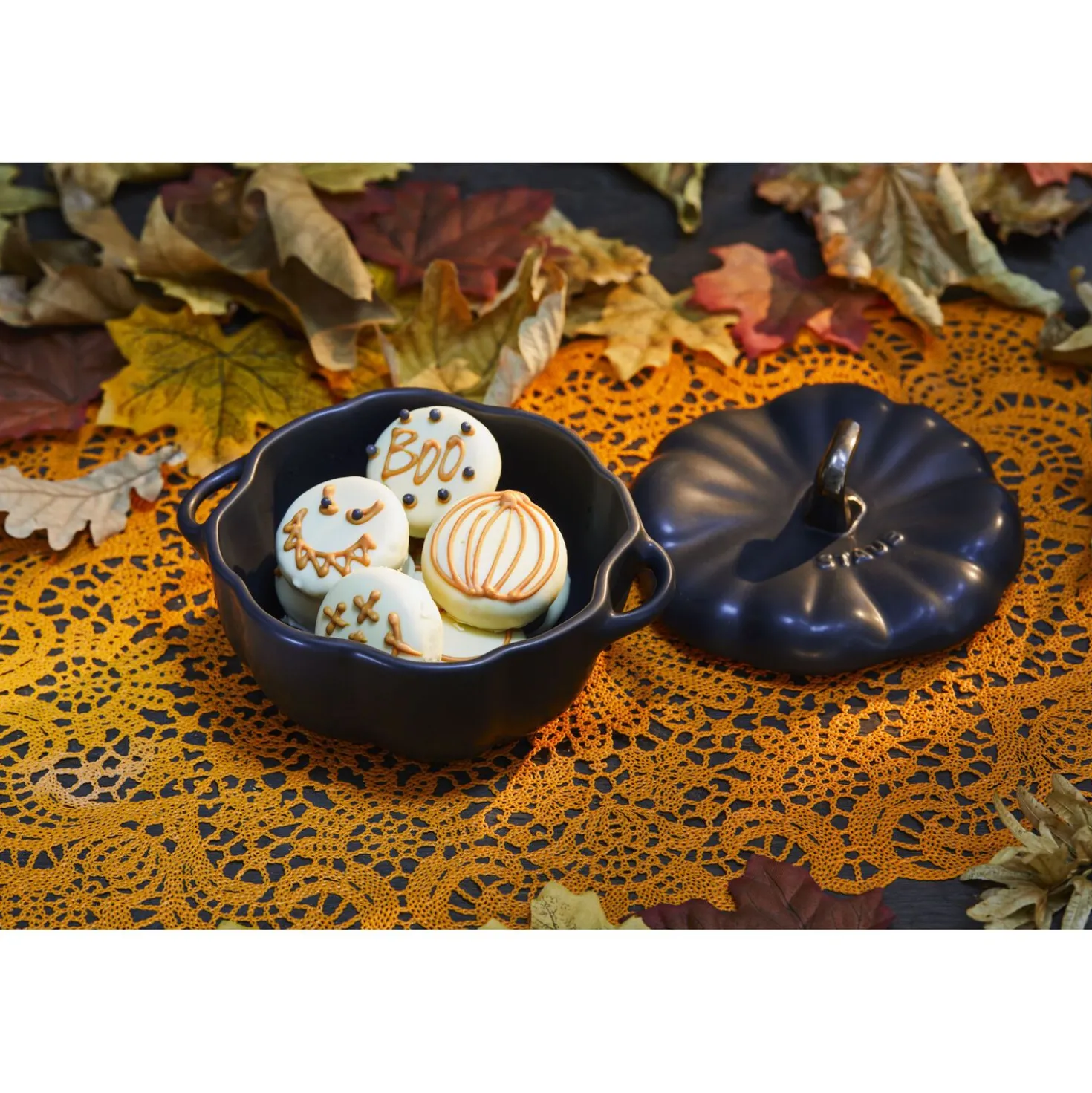 0.5 qt, Pumpkin, Petite Dutch Oven, Black Matte