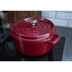 4 qt, Round, Cocotte, Cranberry - Factory Second