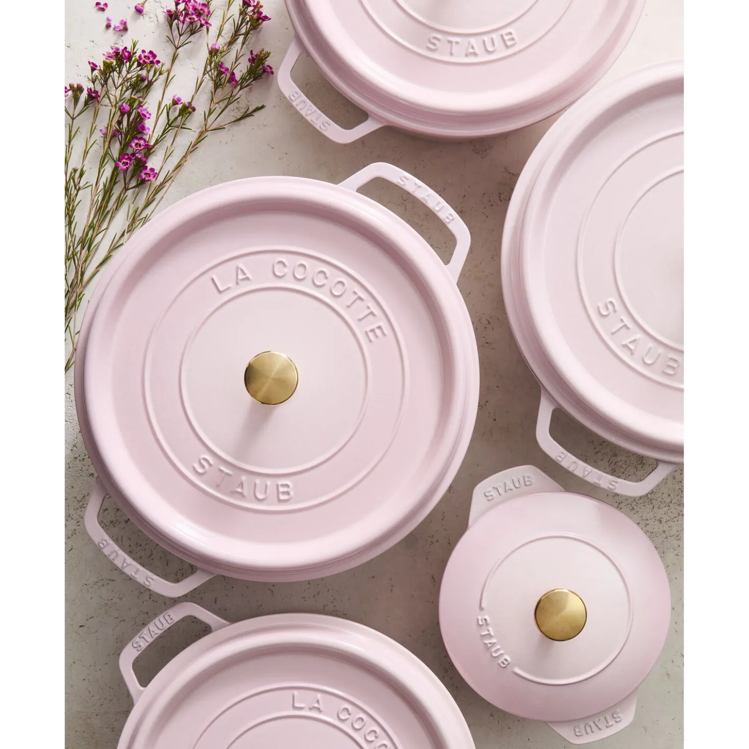 7 qt, Round, Dutch Oven, Pink Peony