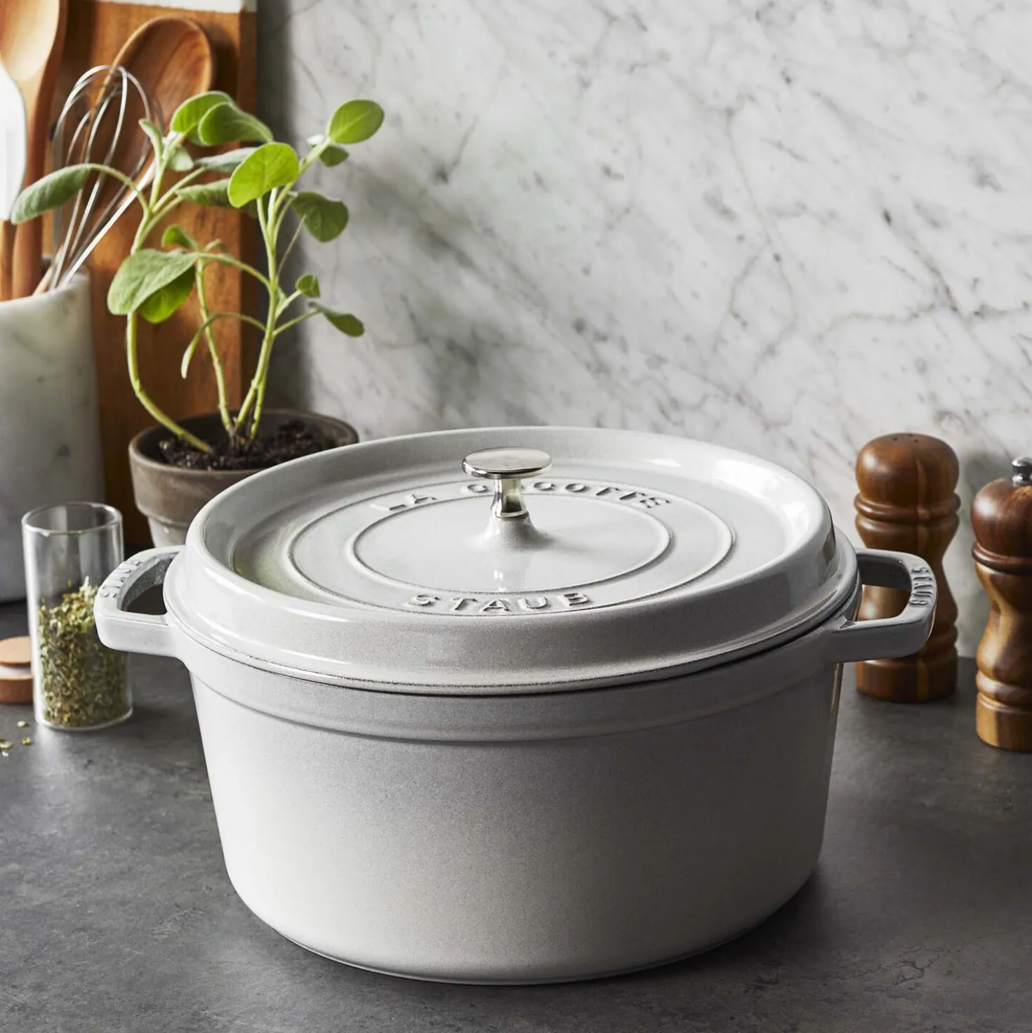 7 qt, Round, Dutch Oven, White Truffle