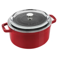 4 qt, Round, Glass Lid Dutch Oven, Cherry