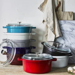 4 qt, Round, Glass Lid Dutch Oven, Cherry