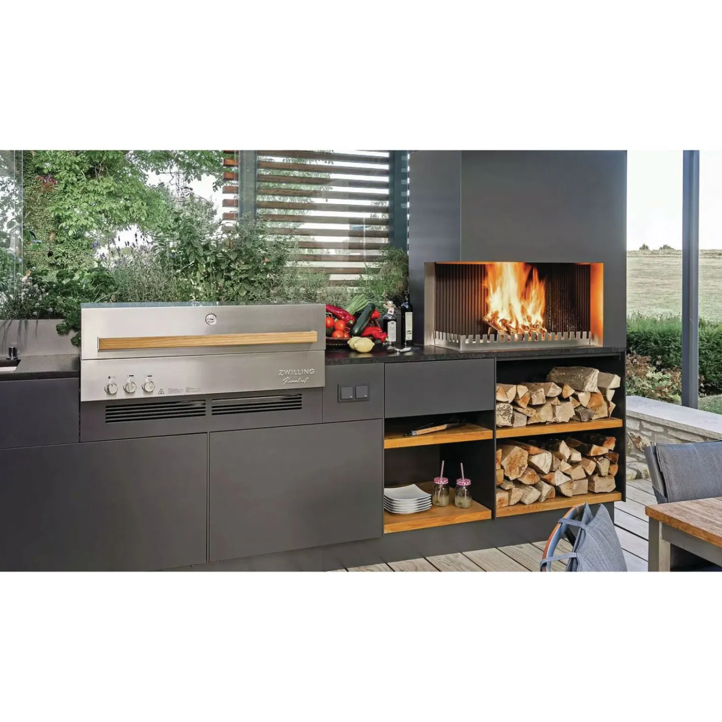 Built-in Propane Gas Grill, silver