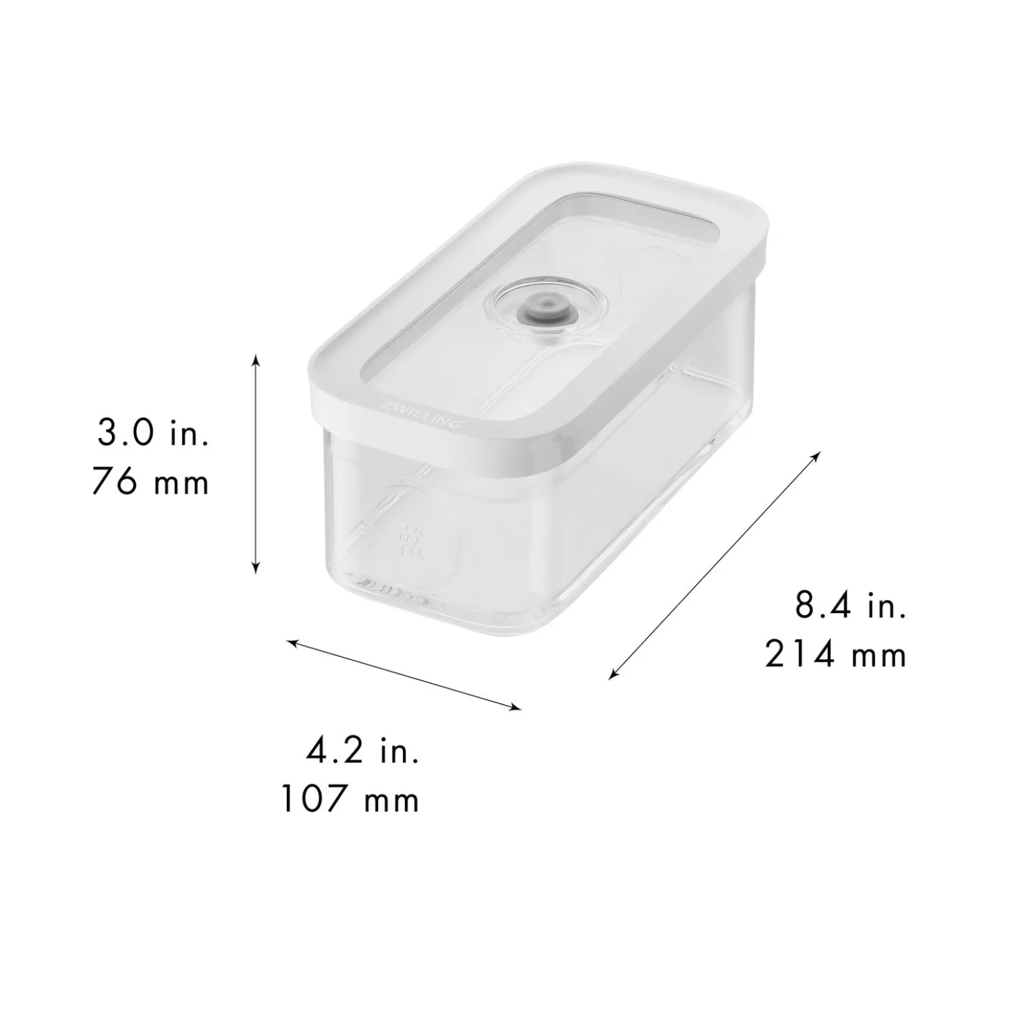 CUBE Container M / 21 cm, 0.75 Qt, Transparent-white