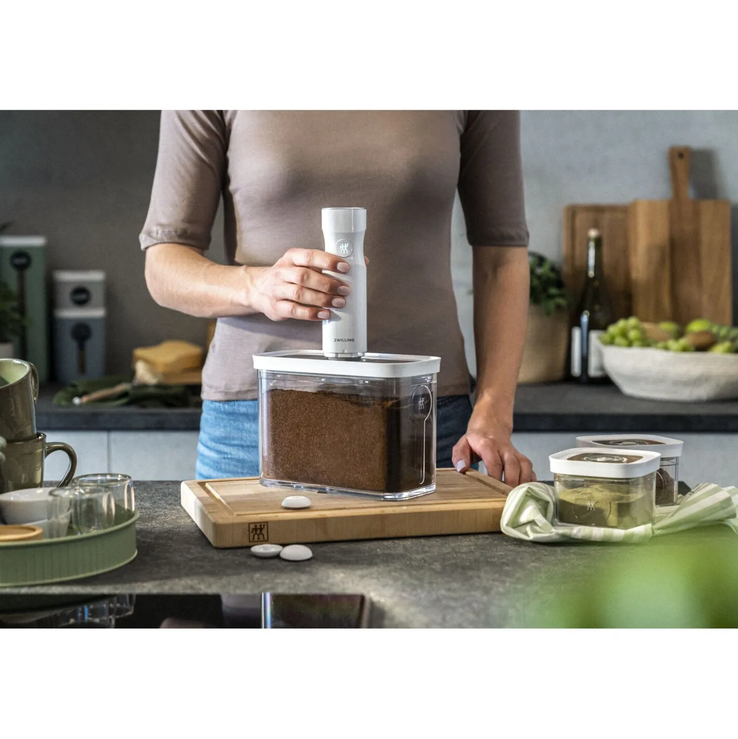 CUBE Container Set, M / 5-pc, transparent-white