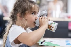Dinos Drinking Bottle, 350 ml, stainless steel, white-grey