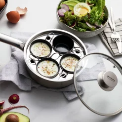 Egg poacher 18 cm, 18/10 Stainless Steel, silver