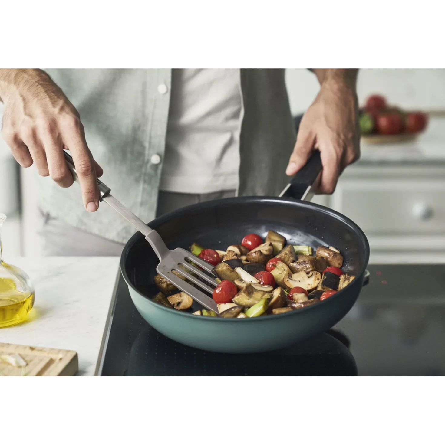 Frying pan, 9.5 inch, 18/10 Stainless Steel, Ceramic non-stick coating