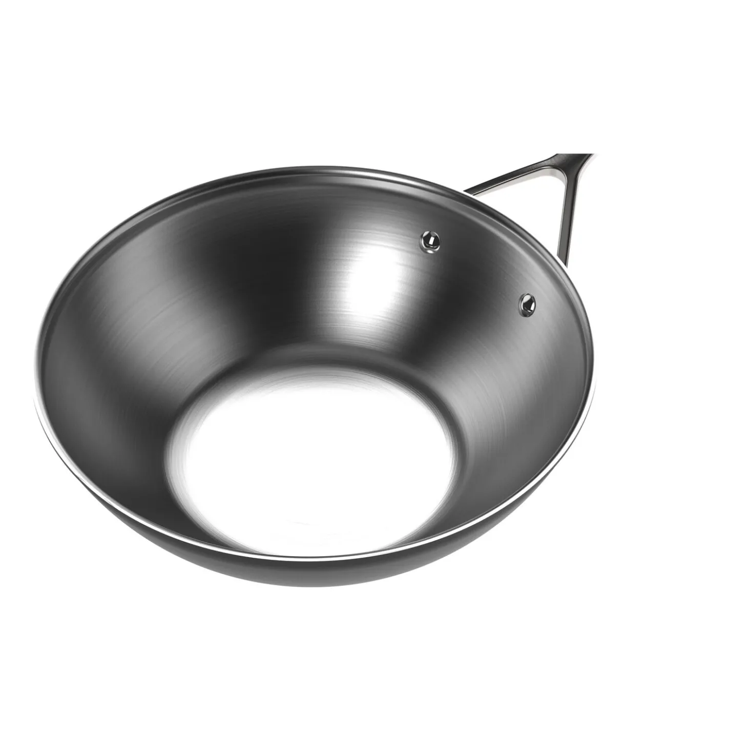 12-inch, 18/10 Stainless Steel, Wok, Silver-black