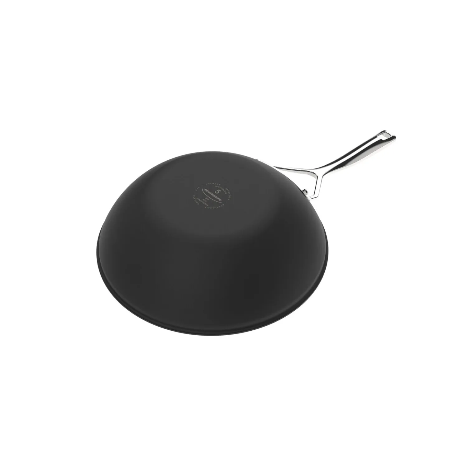 12-inch, 18/10 Stainless Steel, Wok, Silver-black