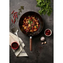 12-inch, Carbon Steel, Wok With Lid, Black Matte