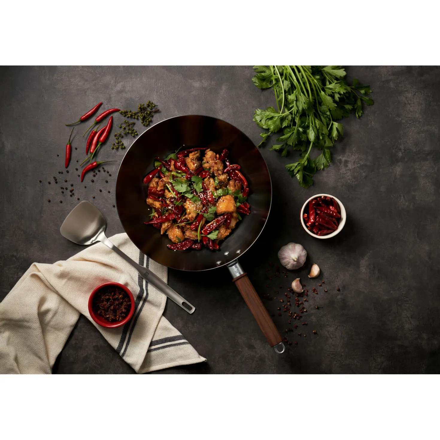 12-inch, Carbon Steel, Wok With Lid, Black Matte