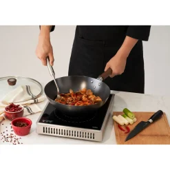 12-inch, Carbon Steel, Wok With Lid, Black Matte