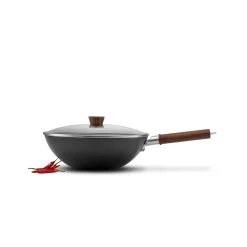 12-inch, Carbon Steel, Wok With Lid, Black Matte