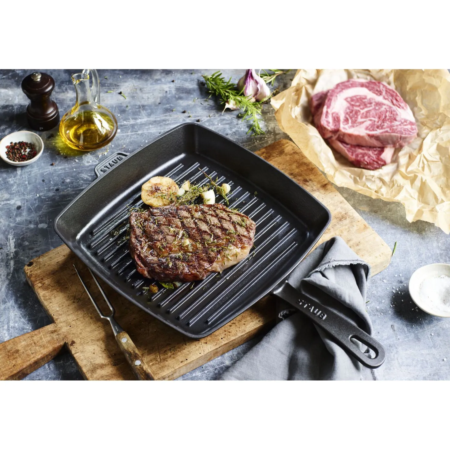 10-inch, Cast Iron, Square, Grill Pan, Black Matte
