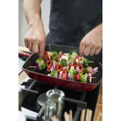 12-inch, Cast Iron, Square, Grill Pan, Cherry