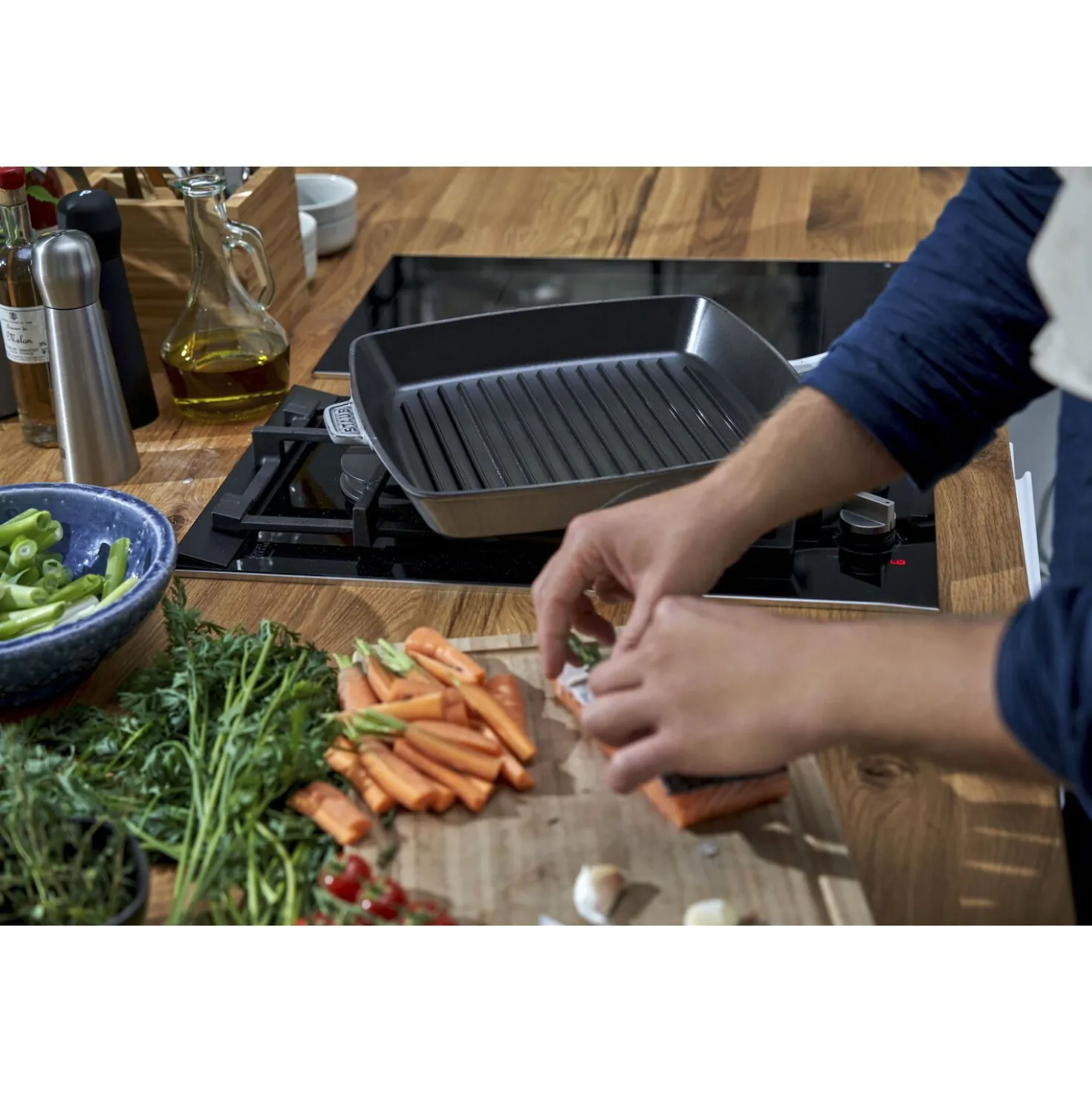 12-inch, Cast Iron, Square, Grill Pan, Graphite Grey