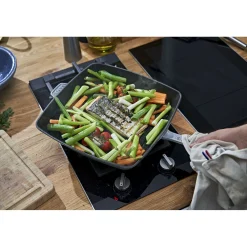 12-inch, Cast Iron, Square, Grill Pan, Graphite Grey