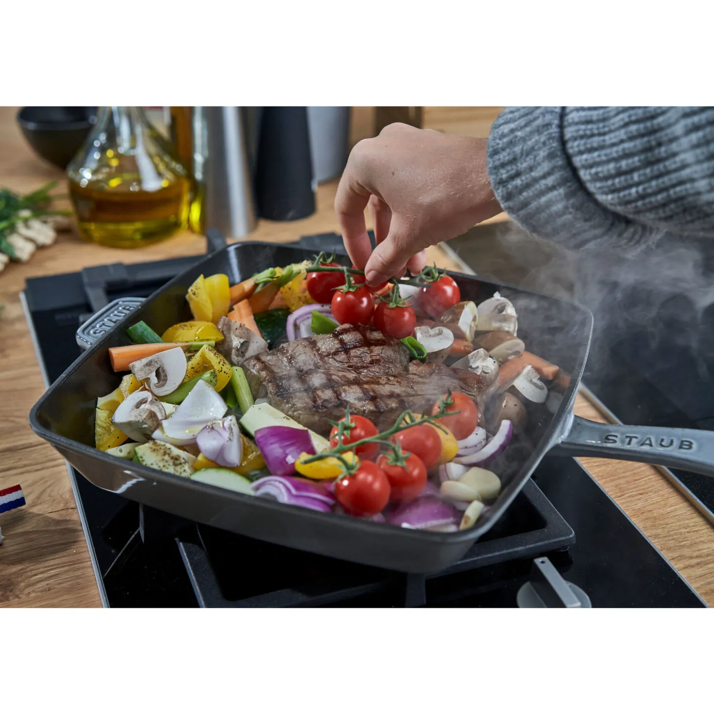 12-inch, Cast Iron, Square, Grill Pan, Graphite Grey