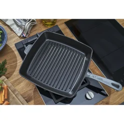12-inch, Cast Iron, Square, Grill Pan, Graphite Grey