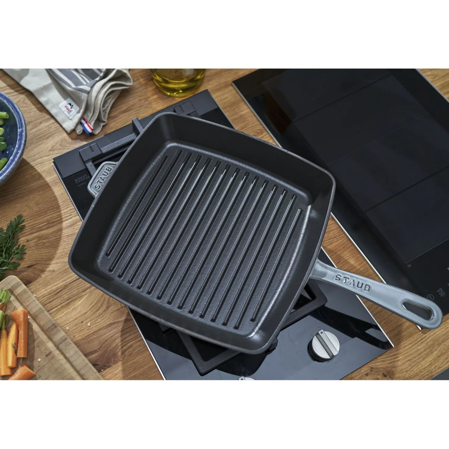 12-inch, Cast Iron, Square, Grill Pan, Graphite Grey