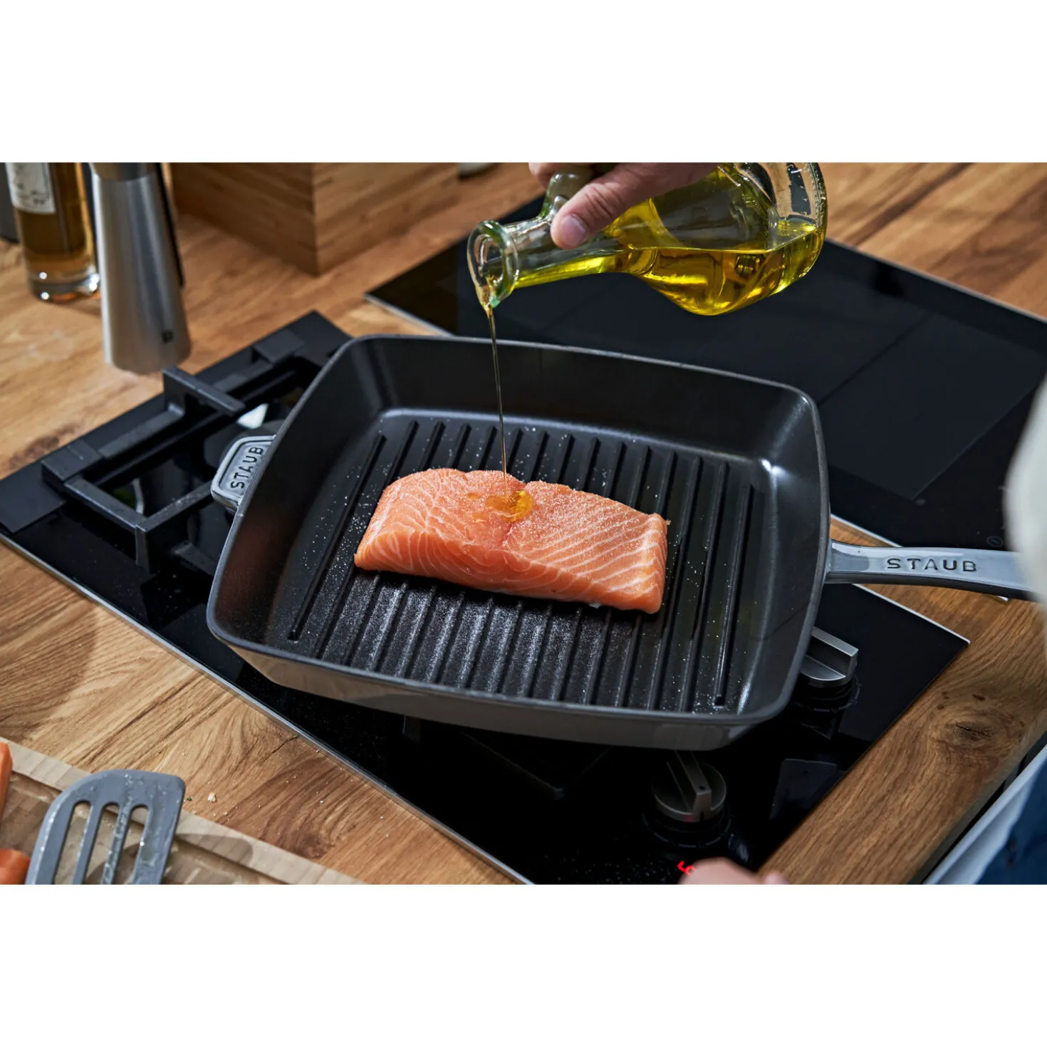 12-inch, Cast Iron, Square, Grill Pan, Graphite Grey