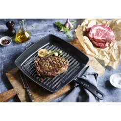 12-inch, Cast Iron, Square, Grill Pan, Black Matte