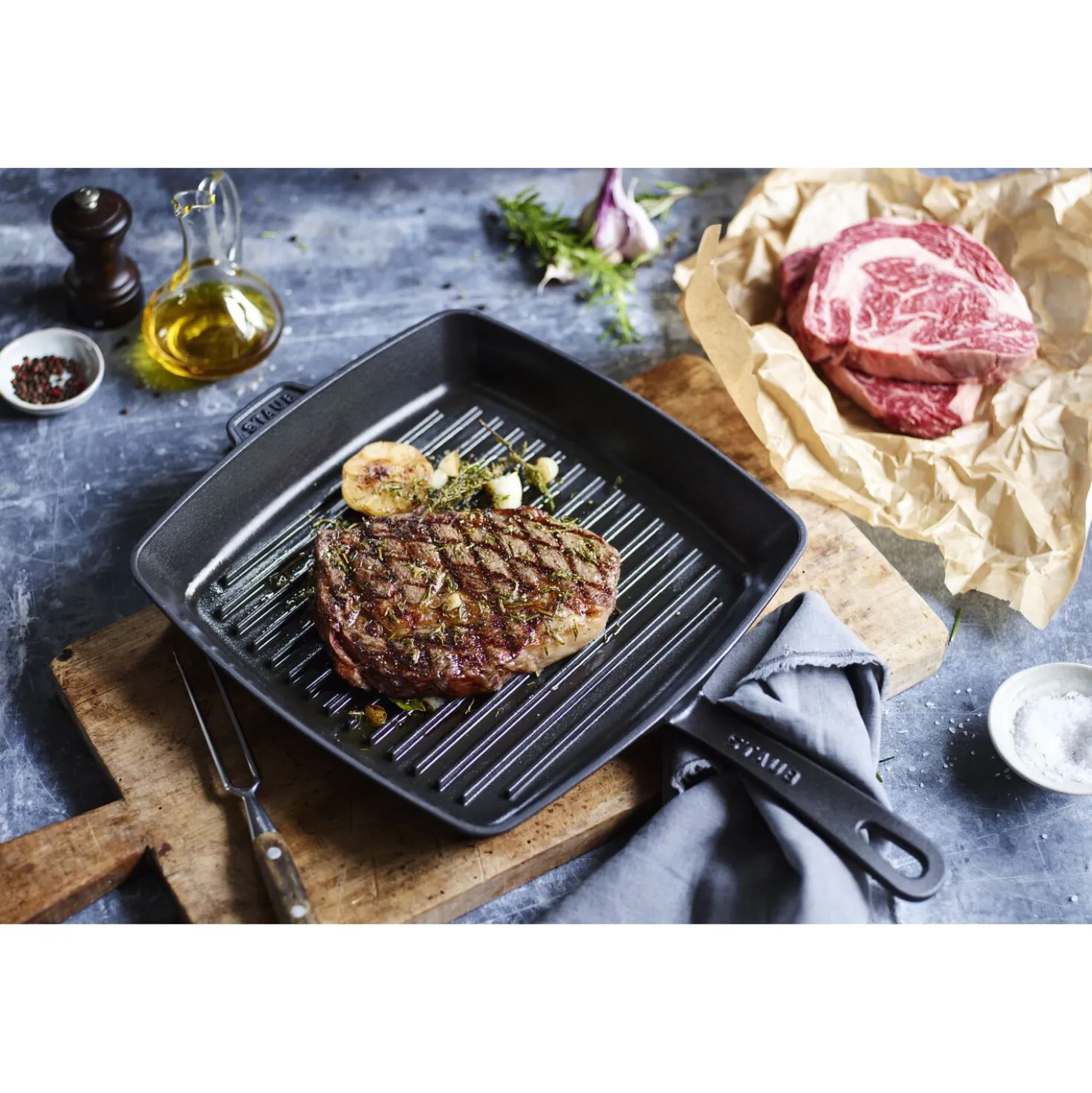 12-inch, Cast Iron, Square, Grill Pan, Black Matte